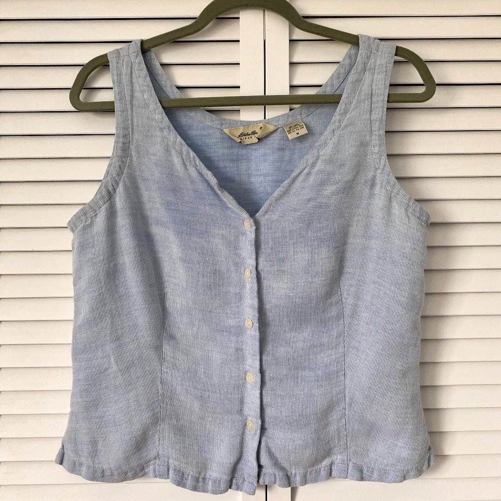 Eddie Bauer Sleeveless Linen Button Top M